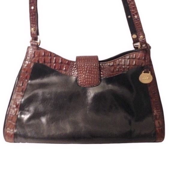 Brahmin Black Brown Leather Tote Bag Purse